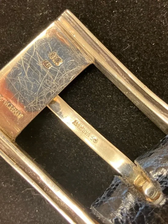 SADDLEBAGS Scottsdale, AZ 14K Gold & .925 Sterling Silver Buckle Alligator Belt - Picture 7 of 10